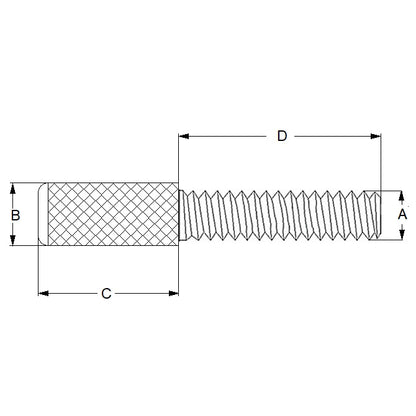 1045132 | THS028C-025-K-3-P --- Thumb Screws - 4-40 UNC (2.85mm) x 25.4 mm x 34.93 mm