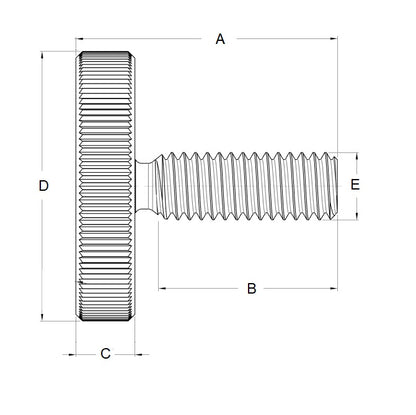 1051684 | THS035C-011-K-3-N --- Thumb Screws - 6-32 UNC (3.5mm) x 11.11 mm x 25.4 mm