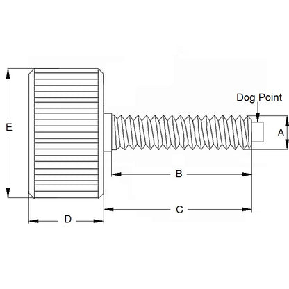 1088579 | THS095C-044-K-CS-DP --- Thumb Screws - 3/8-16 UNC (9.53mm) x 44.45 mm