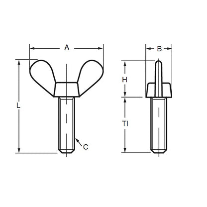 1079126 | THS079C-038-W-CS --- Thumb Screws - 5/16-18 UNC (7.94mm) x 38.1 mm x 57.15 mm