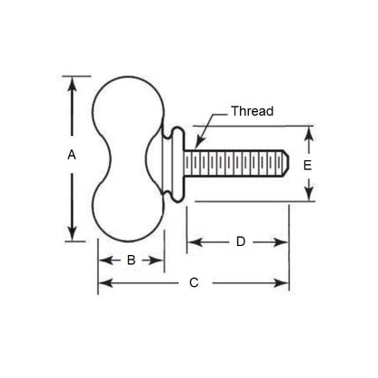 1071836 | THS064C-013-W-CS-WF (Each) --- Thumb Screws - 1/4-20 UNC - 6.35mm - 12.7x33.34 mm Wing - Malleable Iron Screw