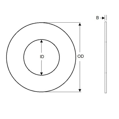 1077623 | W0079-F-025-016-S4 (PK-50) --- Flat Washers - 7.94x25.4x1.63 mm Commercial - Stainless Steel 304 Similar to A2, 18-8 HRB80 Washer