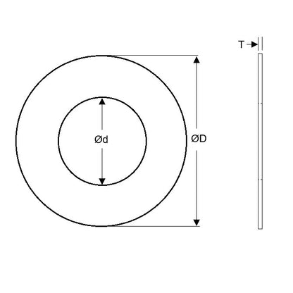 1152868 | W0320-FP-045-0100-CL (Pack of 10)  --- Flat Washers - 32x45x1 mm Precision Shim - Carbon Spring Steel Self Finish Washer