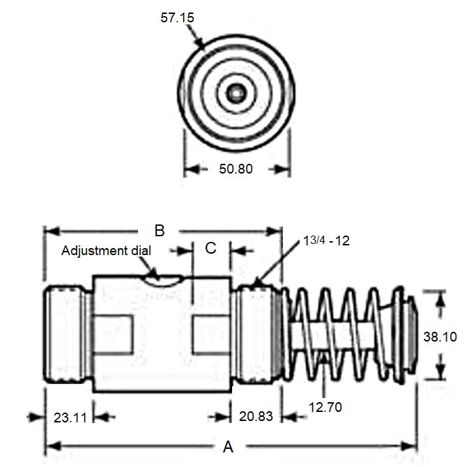 1135646 | ED5RS (Each) --- Low Profile Hydraulic Shock Absorbers - 25.4x92.2x144.53 mm Adjustable