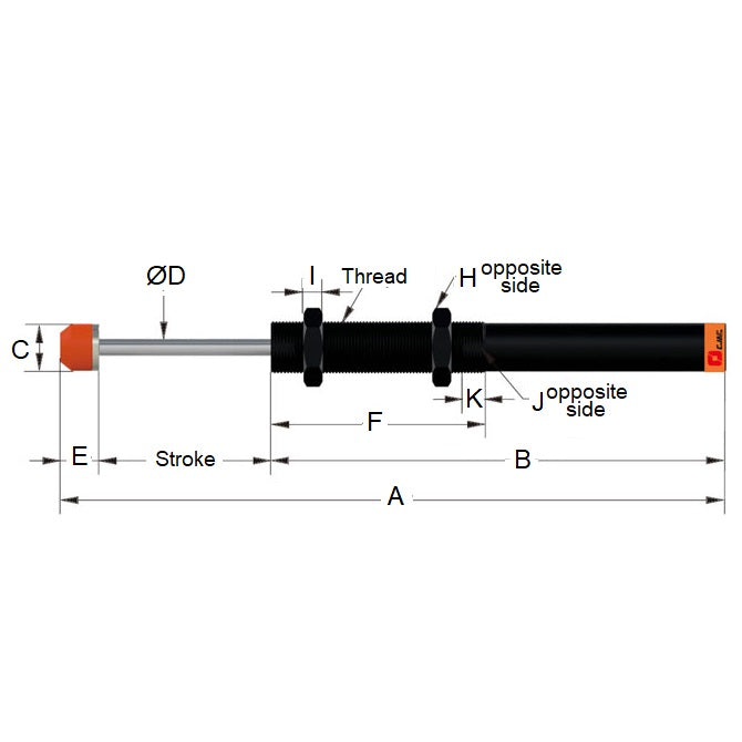 1134666 | AC-2525-3 --- Shock - 25 mm x  M25x1.5 x 155.5 mm