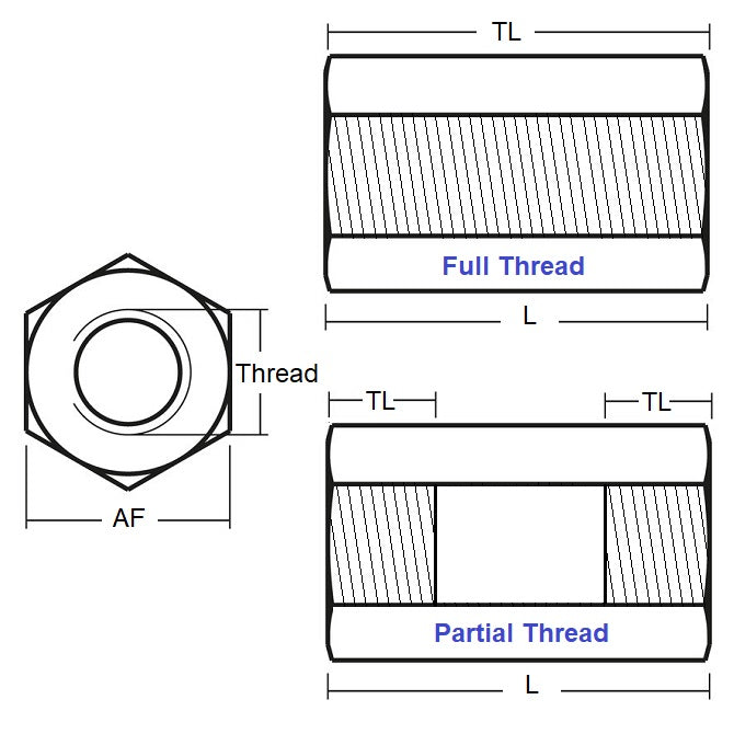 1054323 | SHX-T-040M-055-007-MZ (PK-2) --- Threaded Spacers - M4 - 4x0.7mm - 55x7 mm Hex - Steel - Mild S300 Pb Zinc Plated Spacer
