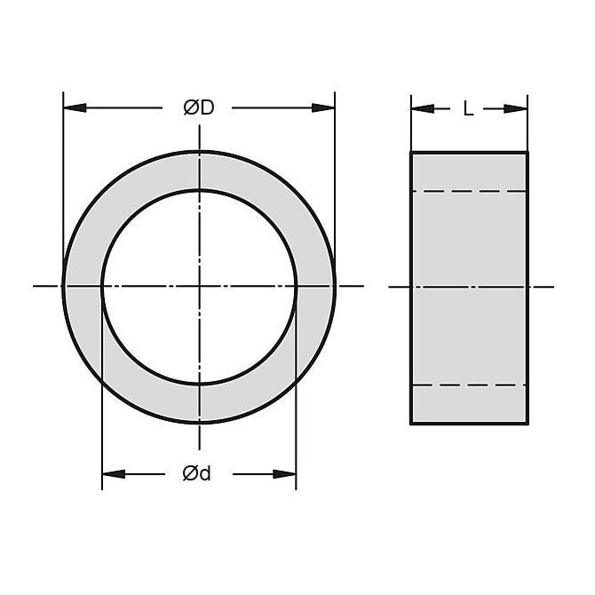 1043506 | W0025-F-005-020-BN (5 Pcs) --- Through Bore Spacers - 2.5 mm x 5 mm x 2 mm