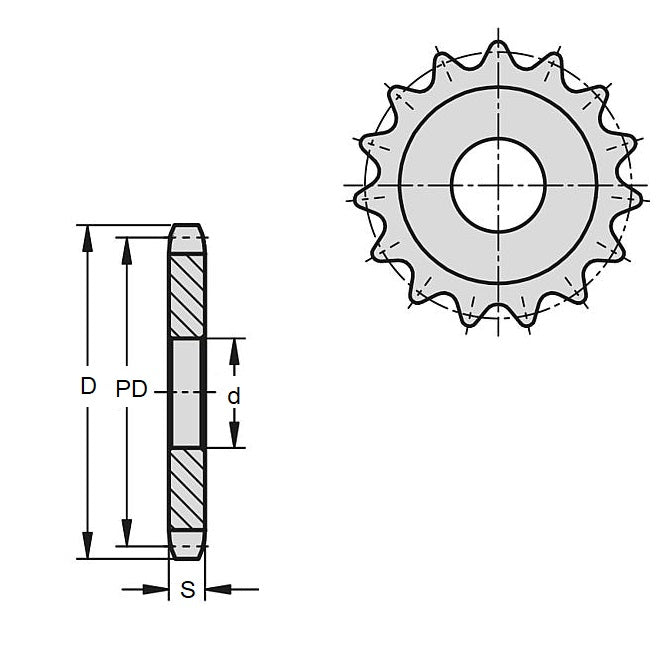 1169766 | SP1-064-028P-060-127-C (Each) --- Roller Chain Sprockets - 60 tooth - 121.23 mm - None Simplex