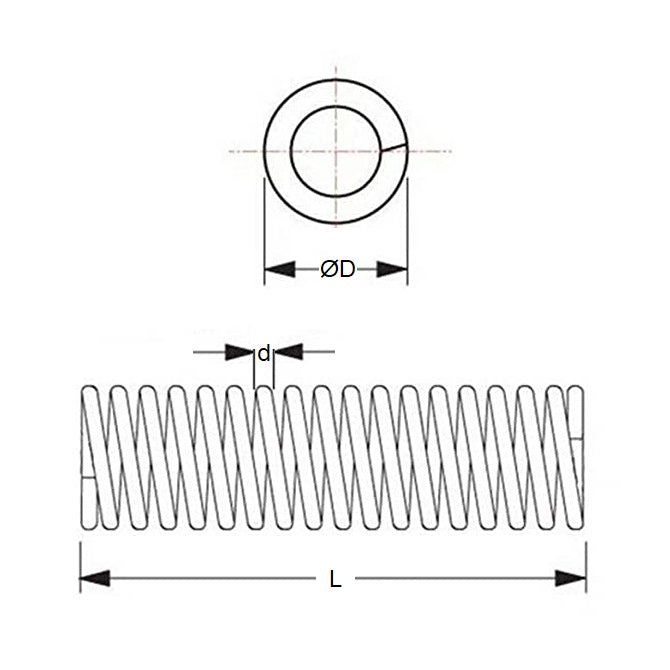 1042698 | CS-0224-0064-02-M-C (5 Pcs) --- Compression Springs - 2.24 mm x 6.4 mm x 0.25 mm