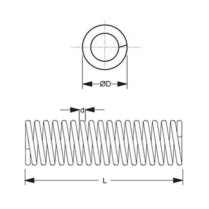 1073760 | CS-0635-5080-07-S1 (Each) --- Compression Springs - 6.35x508x0.66 mm - Stainless Steel Spring