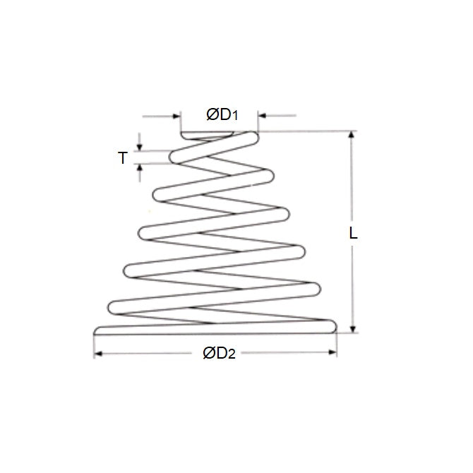 1095394 | CSC-103-010-06-M --- Conical Springs - 10.3 mm x 10.3 mm x 6.4 mm