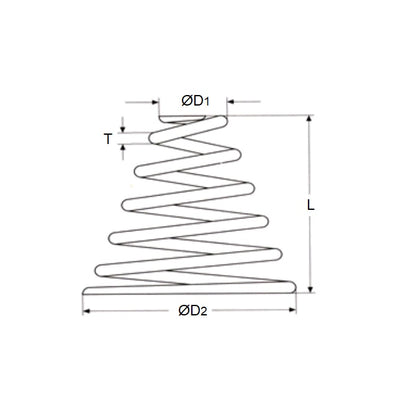 1128795 | CSC-222-035-08-M (Each) --- Conical Springs - 22.2x34.9x9.5 mm - Carbon Spring Steel Music Wire