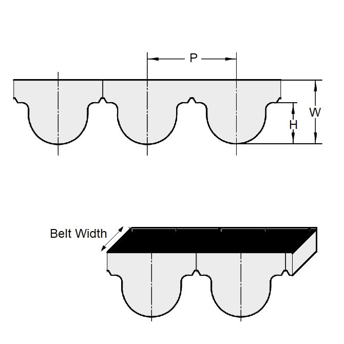 1213339 | B-030H-0167-0060-NFB (Each) --- Timing 3mm Pitch Belts - 167 tooth - 501x6 mm HTD - Nylon Covered Neoprene with Fibreglass Cords Belt
