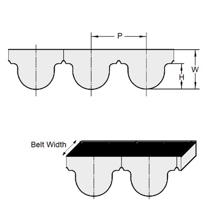1213339 | B-030H-0167-0060-NFB (Each) --- Timing 3mm Pitch Belts - 167 tooth - 501x6 mm HTD - Nylon Covered Neoprene with Fibreglass Cords Belt