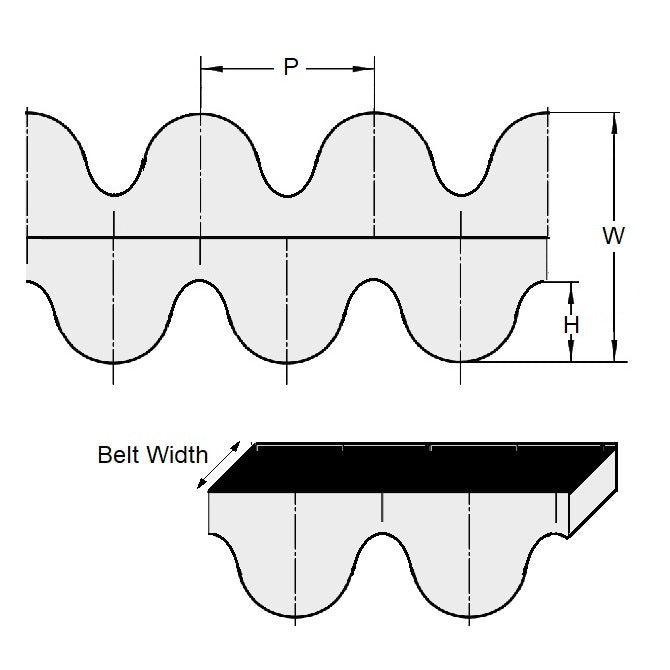 1203612 | BD-050H-0167-0150-NFB --- Metric Timing Belts - 167 x 835 mm x 15 mm