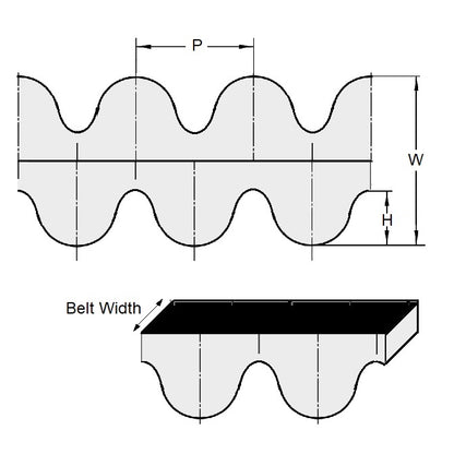 1206138 | BD-030H-0162-0090-NFB (Each) --- Timing 3mm Pitch Belts - 162 tooth - 486x9 mm HTD - Nylon Covered Neoprene Rubber with Fibreglass Belt