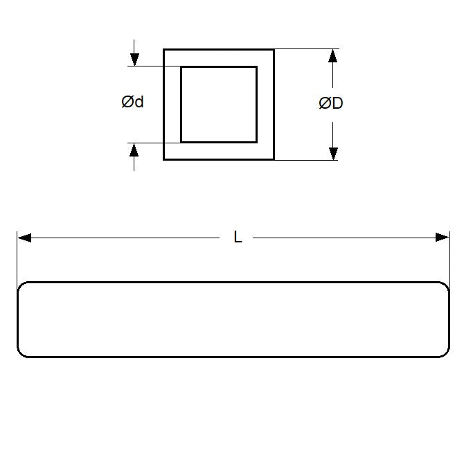 1065058 | 4T-0060-0300-BR (Per Card) --- Square Tube - 6x5.1x300 mm - Brass
