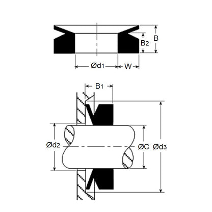 1110964 | VA0016-V60 (5 Pcs) --- V-Rings - 15.50-17.50 x 14 mm x 3 mm