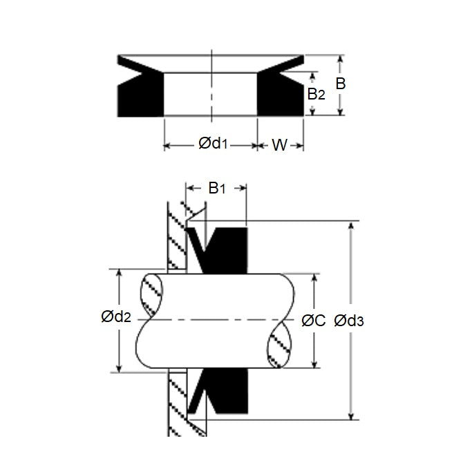 1095775 | VA0012-V60 (Each) --- Fluoroelastomer V-Rings - 11.50-12.50 10.5x3 mm - Fluoroelastomer V-Ring