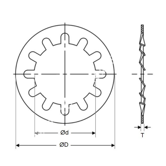 1051510 | W0040-LI-009-006-S4 (PK-50) --- Lock Washers - 4x8.8x0.6 mm Internal Tooth Washer