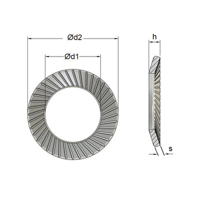 1061017 | W0050-LK-009-006-S-CB (PK-10) --- Serrated Washers - 5x9x0.6 mm Safety - Carbon Spring Steel Self Finish Washer
