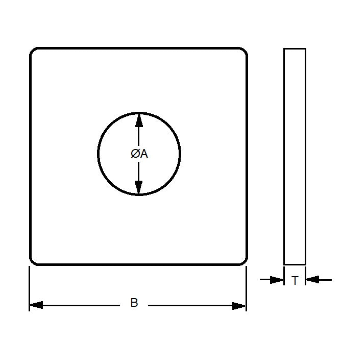 1112504 | W0159-SQ-051-064-S4 --- Washers - 15.875 mm x 50.8 mm x 6.35 mm