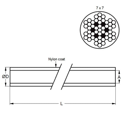 1042800 | CBLC-238-304-NY (Length) --- Cable Cable and Accessories - 2.38 mm x 1.58 mm x 214 kg