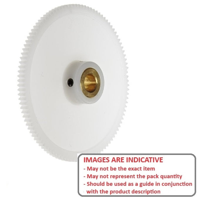 1162640 | G020B-050-M04-030-040-AB-G (PK-2) --- Spur Gears - 50 tooth - 20x4 mm Hubbed - Acetal with Brass Insert Gear