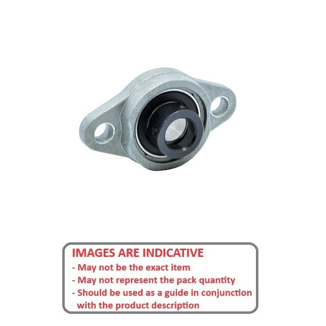 1109380 | UFL002N (Each) --- Flanged 2 Bolt Housing and Bearing Assembly - 15x42x67 mm Rigid - Aluminium