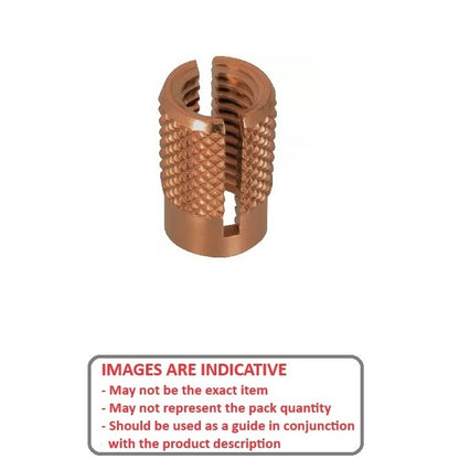 1065570 | IN-EP-060M-130-B (PK-10) --- Expansion Inserts - M6 - 6x1mm - 7.94x12.7 mm Press In - Brass Insert