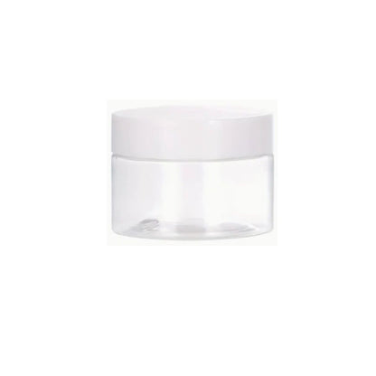 1232075 | JAR-042-028 (PK-10) --- Bottles Containers - Type Plastic Jar 20 ml - Clear Plastic with White Screw Top - Plastic Container