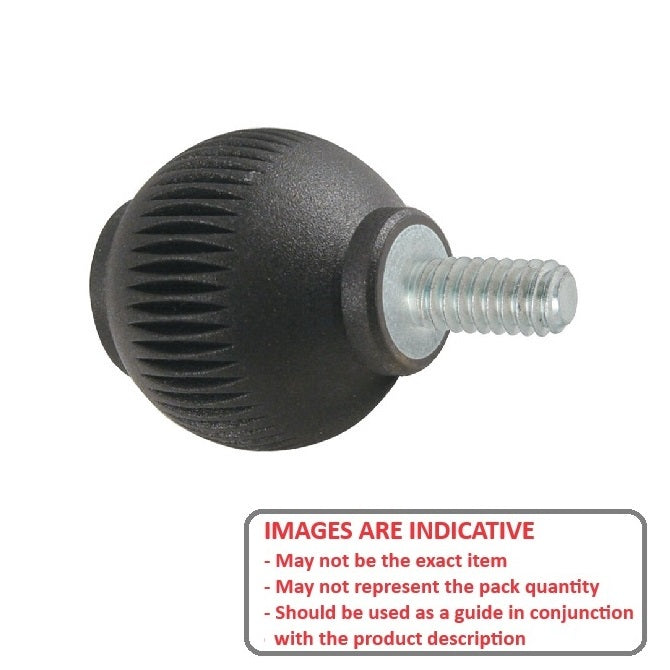 1072565 | KM064C-025-NG (PK-10) --- Ball Knobs - 1/4-20 UNC - 6.35mm - 24.89x20.1 mm Male Threaded - Steel Knob