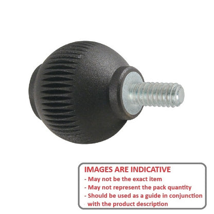 1072565 | KM064C-025-NG (PK-10) --- Ball Knobs - 1/4-20 UNC - 6.35mm - 24.89x20.1 mm Male Threaded - Steel Knob