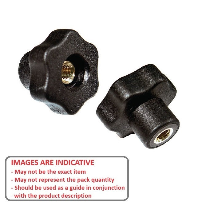 1084023 | KF080M-050-6L-PBR --- Lobe Knobs - M8 (8x1.25mm) x 50 mm x 18 mm