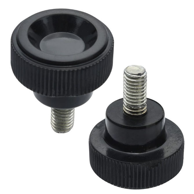 1232027 | KM040M-020-KND10-PH (Each) --- Disc Knobs - M4 - 4x0.7mm - 20x10 mm Male Knurled Plastic - Steel Knob