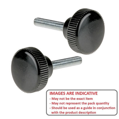 1053218 | KM040M-013-KPC08 (PK-5) --- Knurled Knobs - M4 - 4x0.7mm - 13x8 mm Male - Polypropylene with Steel Shank Knob