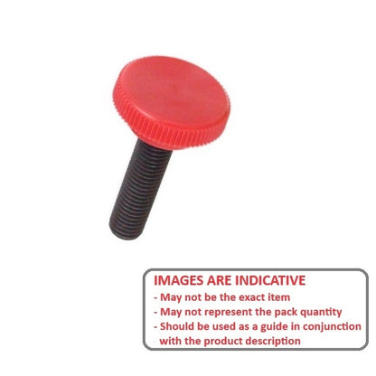 1049964 | KM035C-010-0635-KNU-R (PK-9) --- Thumb Knobs - 6-32 UNC - 3.5mm - 9.53x6.4 mm Male With Cap Screw - Plastic with Insert Knob