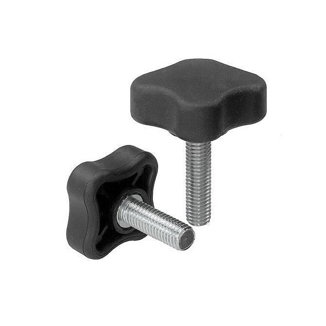 1077284 | KM079C-040-4L32 (Each) --- Lobe Knobs - 5/16-18 UNC - 7.94mm - 39.88x31.8 mm Four Lobe - Plated Steel Knob