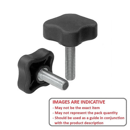 1073015 | KM064C-032-4L25A (Each) --- Lobe Knobs - 1/4-20 UNC - 6.35mm - 32x25.4 mm Four Lobe - Plated Steel Knob