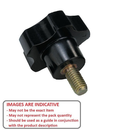 1092822 | KM100M-050-5L20 (Each) --- Lobe Knobs - M10 - 10x1.5mm - 50x20 mm Five Lobe - Steel Knob
