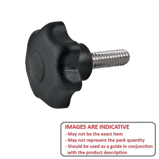 1092849 | KM100M-050-7L30 (Each) --- Lobe Knobs - M10 - 10x1.5mm - 50x30 mm Seven Lobe - Brass Knob