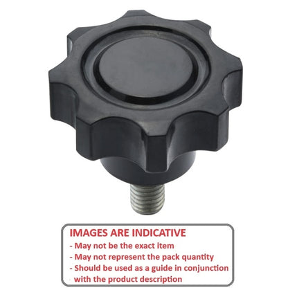 1082659 | KM080M-058-8L10 (Each) --- Lobe Knobs - M8 - 8x1.25mm - 58x10 mm Eight Lobe - Phenolic and Steel Knob