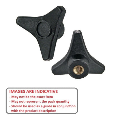 1087219 | KF095C-051-TRI-BHF (Each) --- Tri Knobs - 3/8-16 UNC - 9.53mm - 50.8 - - Blind Hole - Brass Knob