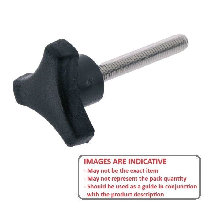 1072812 | KM064C-029-TRI-BHM (Each) --- Tri Knobs - 1/4-20 UNC - 6.35mm - 28.58 mm - 12.7 Male - Plated Steel Knob