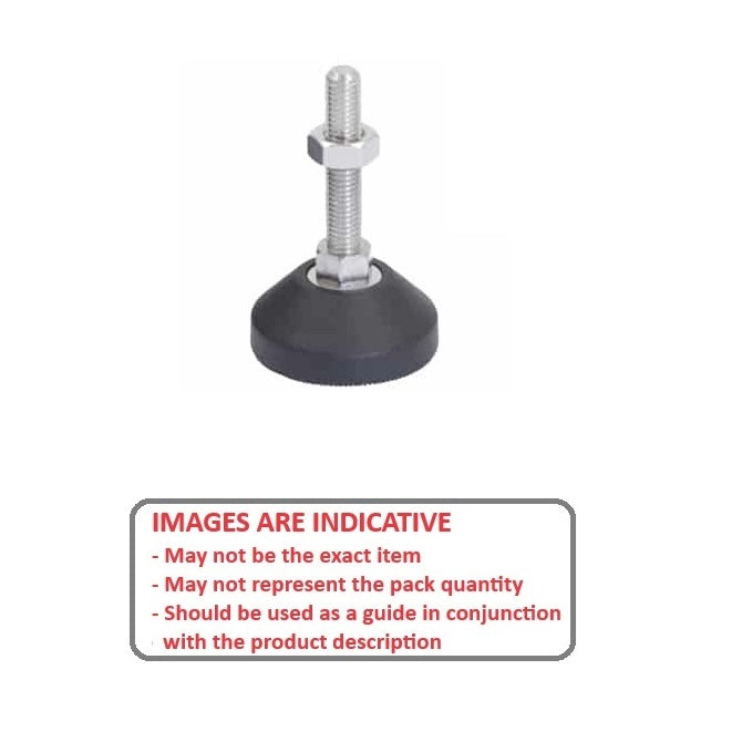 1188546 | TAD5008-40-1 (PK-5) --- Levelling Studded Mounts - M6 - 6x1mm - 40x20 mm Basic - Polythene Adjuster