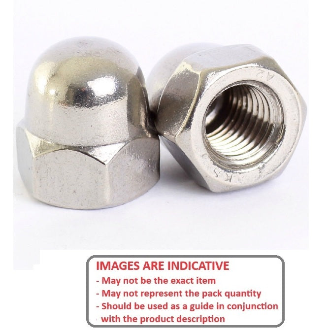 1115950 | NT160M-DM-S6 (PK-50) --- Dome Nuts - M16 - 16x2mm - 316 Stainless 28 mm Nut