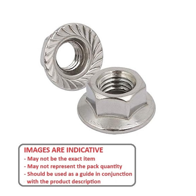 1054580 | NT040M-FS-S4 (PK-10) --- Flanged Nuts - M4 - 4x0.7mm - 304 Stainless Serrated Nut