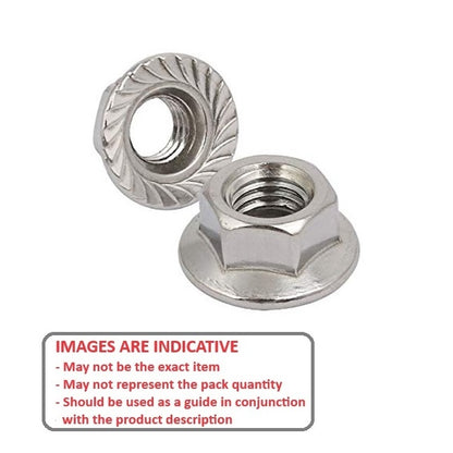 1093532 | NT100M-FS-S4 (PK-5) --- Flanged Nuts - M10 - 10x1.5mm - 304 Stainless Serrated Nut