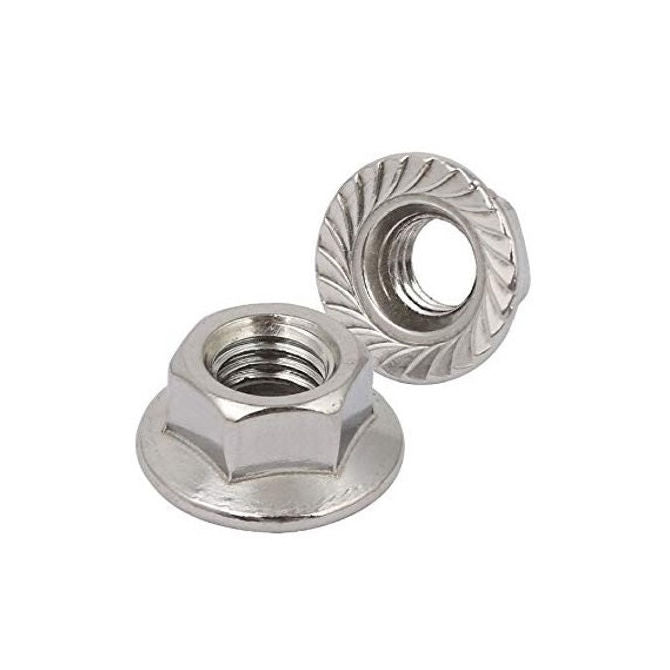 1063888 | NT050M-FS-S4 (PK-10) --- Flanged Nuts - M5 - 5x0.8mm - 304 Stainless Serrated Nut
