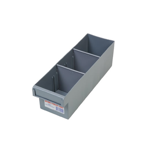 1188142 | 1H-001 (12 Pcs) --- Grey Plastic Parts Boxes - 100 mm x 300 mm x 100 mm